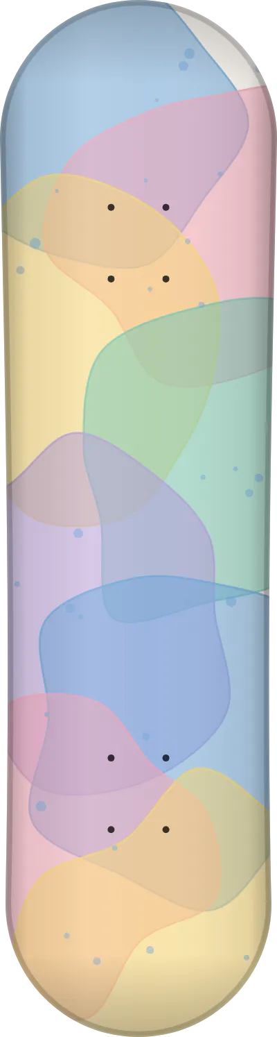 The Watercolour template printed on a skateboard deck