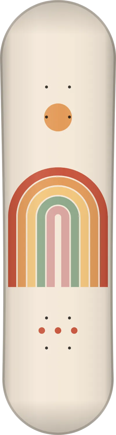 The Arches template printed on a skateboard deck