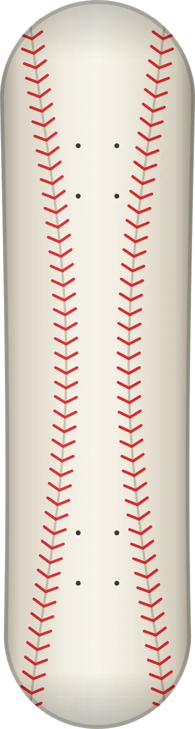 The Baseball template printed on a skateboard deck