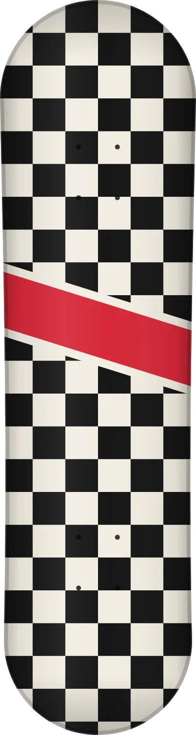 The Race template printed on a skateboard deck