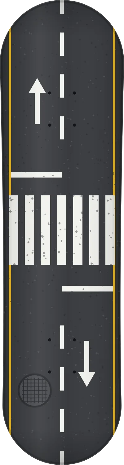 The Zebra crossing template printed on a skateboard deck