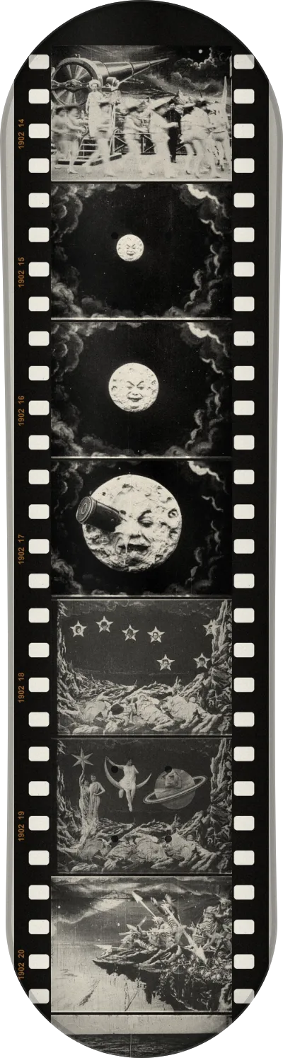 Le modèle Photogrammes imprimé sur une planche de skate
