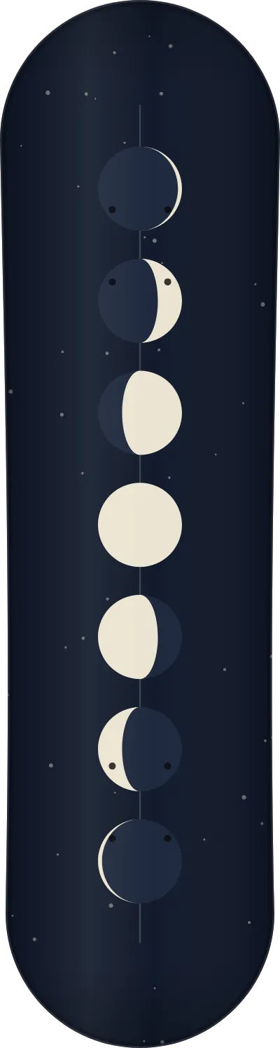 The Moon template printed on a skateboard deck