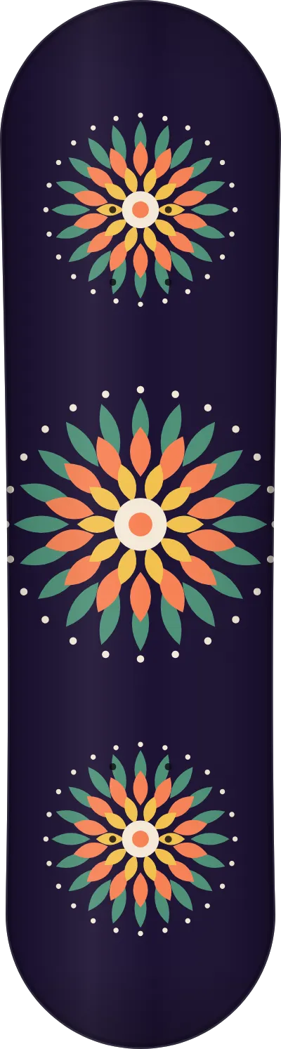 The Mandala template printed on a skateboard deck