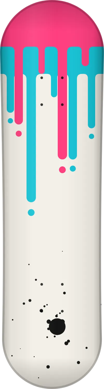 The Splash template printed on a skateboard deck