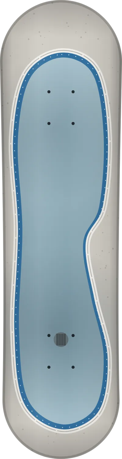 The Skatepark template printed on a skateboard deck